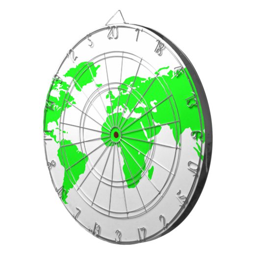 Green White World Map Dartscheibe (Vorderseite rechts)