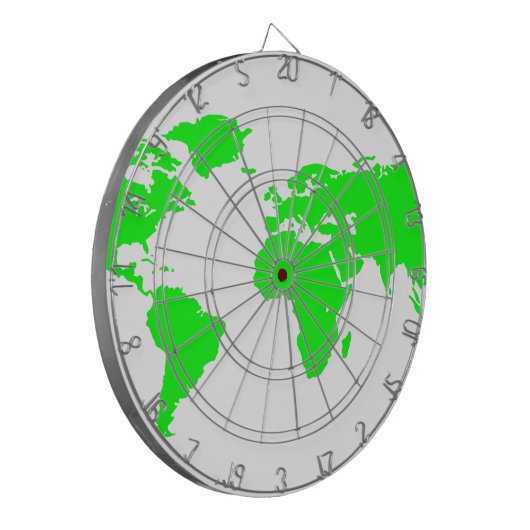 Green White World Map Dartscheibe (Vorderseite Links)