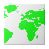 Green White World Map Fliese (Vorderseite)