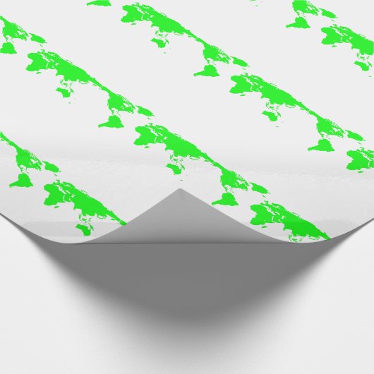 Green White World Map Geschenkpapier (Ecke)