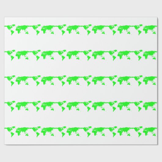 Green White World Map Geschenkpapier (Flach)