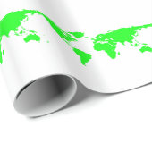 Green White World Map Geschenkpapier (Rolleneckpunkt)