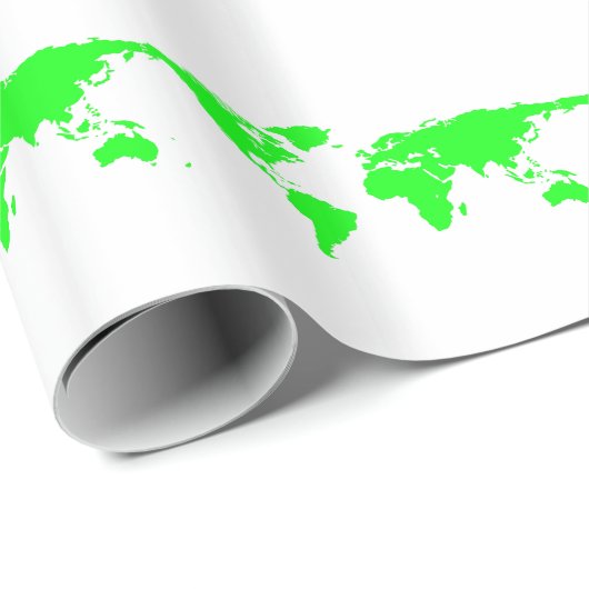 Green White World Map Geschenkpapier (Rolleneckpunkt)