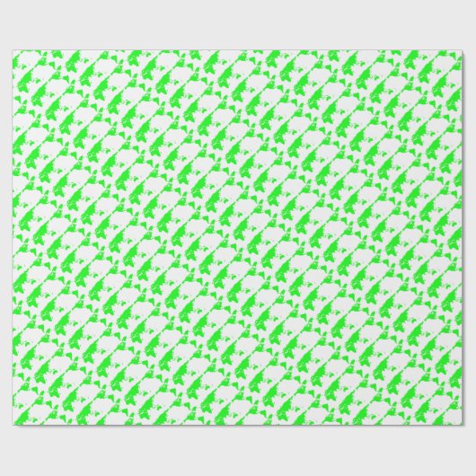 Green White World Map Geschenkpapier (Flach)