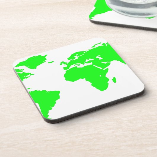Green White World Map Getränkeuntersetzer (Linke Seite)