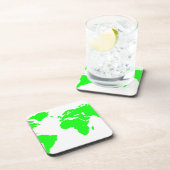 Green White World Map Getränkeuntersetzer (Rechte Seite)