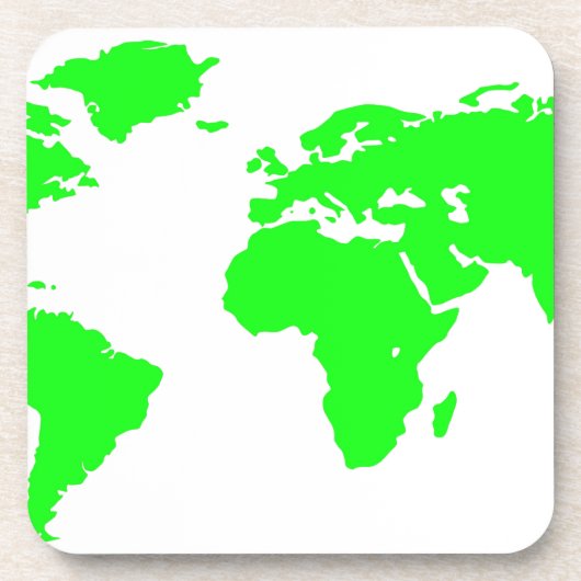 Green White World Map Getränkeuntersetzer (Vorderseite)