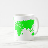 Green White World Map Kaffeetasse (VorderseiteRechts)