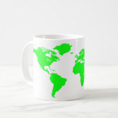 Green White World Map Kaffeetasse (Vorderseite Links)