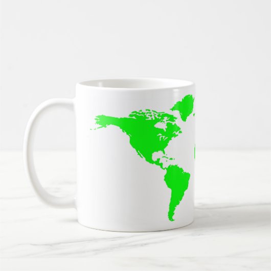 Green White World Map Kaffeetasse (Links)