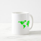 Green White World Map Kaffeetasse (VorderseiteRechts)