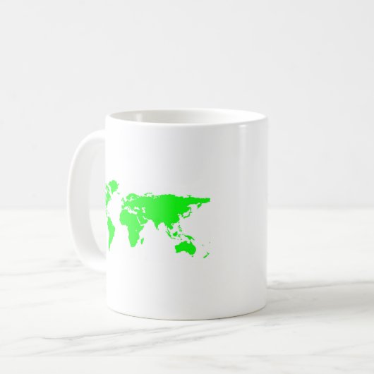 Green White World Map Kaffeetasse (Vorderseite Links)