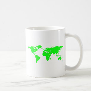 Green White World Map Kaffeetasse