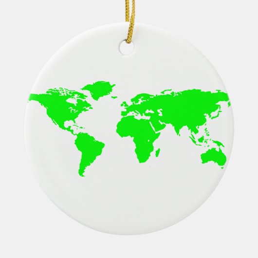 Green White World Map Keramik Ornament (Vorne)