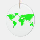 Green White World Map Keramik Ornament (Links)