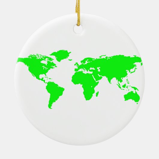 Green White World Map Keramik Ornament (Hinten)