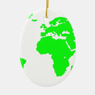 Green White World Map Keramik Ornament