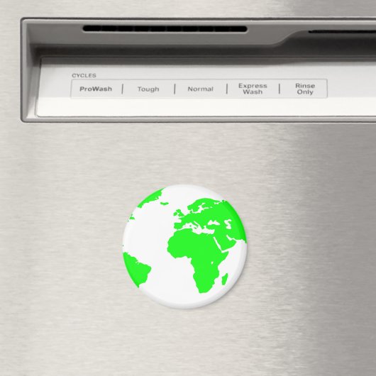 Green White World Map Magnet (In Situ (Geschirrspüler))