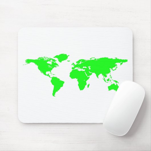 Green White World Map Mousepad (Mit Mouse)