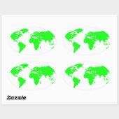 Green White World Map Ovaler Aufkleber (Blatt)