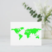 Green White World Map Postkarte (Stehend Vorderseite)