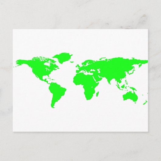 Green White World Map Postkarte (Vorderseite)