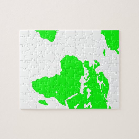 Green White World Map Puzzle (Horizontal)