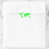 Green White World Map Quadratischer Aufkleber (Tasche)