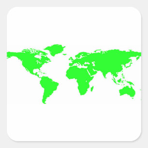 Green White World Map Quadratischer Aufkleber
