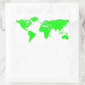 Green White World Map Rechteckiger Aufkleber (Tasche)
