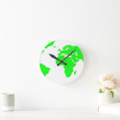 Green White World Map Runde Wanduhr (Zuhause)