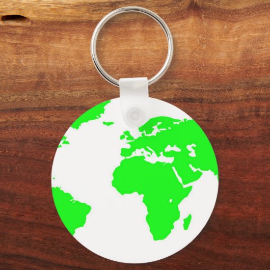 Green White World Map Schlüsselanhänger (Vorderseite)