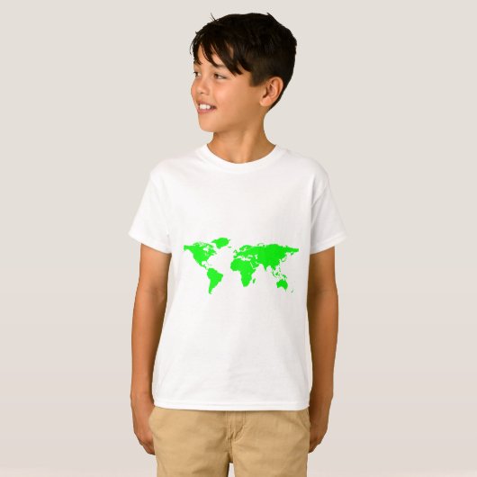 Green White World Map T-Shirt (Vorne ganz)