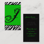 Green White Zebra Print Pattern Business Card Visitenkarte (Vorne/Hinten)