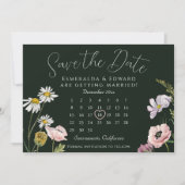 Green Wild Flower Wedding Calendar Save The Date (Vorderseite)