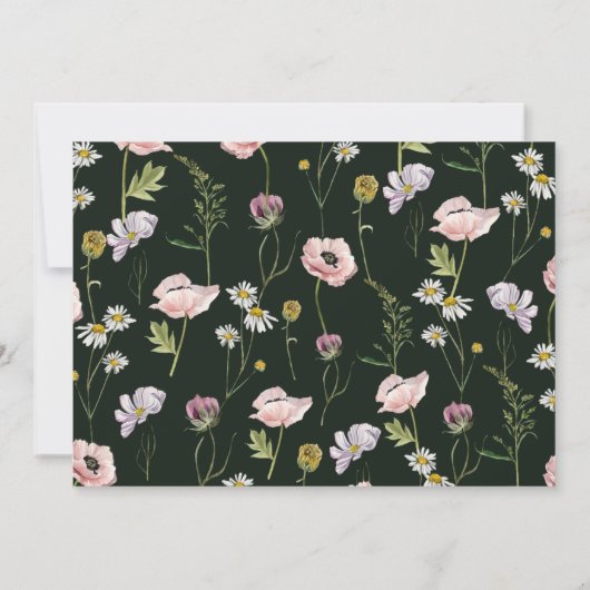 Green Wild Flower Wedding Calendar Save The Date (Rückseite)