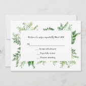 Green Wild Herb Spring Foliage Rsvp Card Einladung (Rückseite)