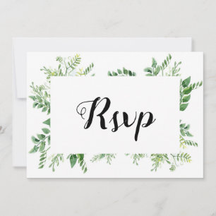 Green Wild Herb Spring Foliage Rsvp Card Einladung