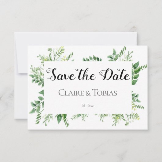 Green Wild Herb Spring Foliage Save the Date Karte (Vorderseite)