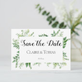 Green Wild Herb Spring Foliage Save the Date Karte (Stehend Vorderseite)