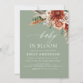 Green Wildblume Baby in Bloom Autumn Babydusche Einladung (Vorderseite)