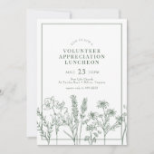 Green Wildblume Luncheon Volunteer Wertschätzung Einladung (Vorderseite)