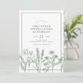 Green Wildblume Luncheon Volunteer Wertschätzung Einladung (Stehend Vorderseite)