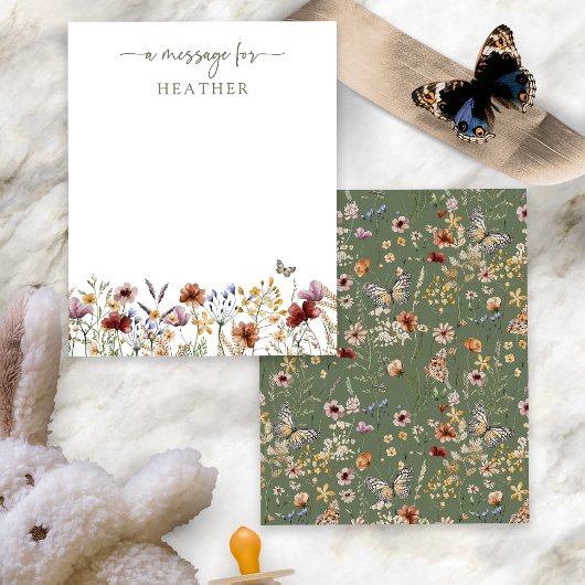 Green Wildblume Message Card