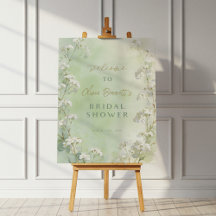 Green Wildflower Bridal Shower Welcome Sign