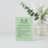 GREEN Wildleder Eyelash Browbar Aftercare Instruct Visitenkarte (Stehend Vorderseite)