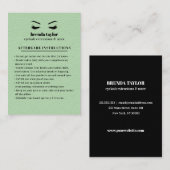 GREEN Wildleder Eyelash Browbar Aftercare Instruct Visitenkarte (Vorne/Hinten)