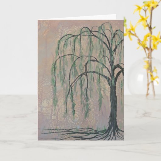 Green Willow Tree Grußkarte Karte (Gelbe Blume)