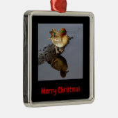 Green Wing Aquamarin Duck Black Frohe Weihnachten Ornament Aus Metall (Rechts)