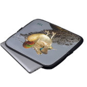 Green Wing Aquamarin Duck Laptop Sleeve mit Initia (Vorne Knopf)